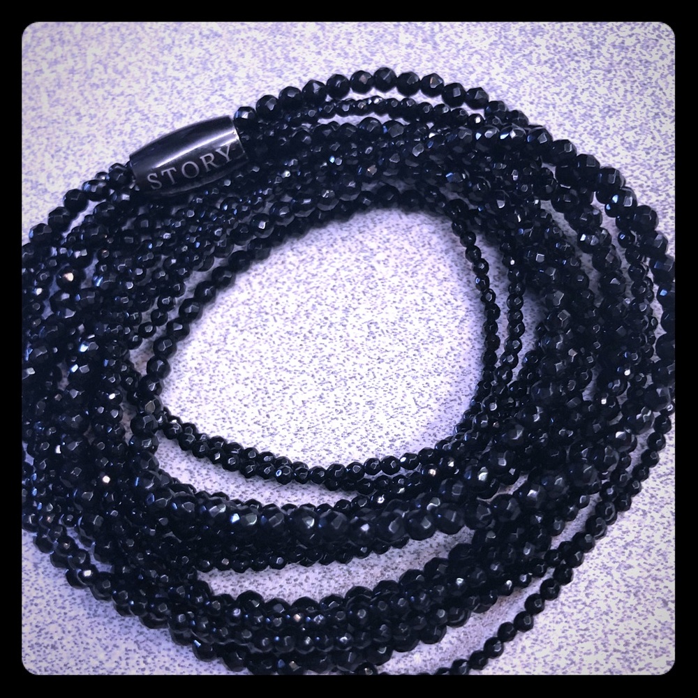 Stunning Onyx 5 Strand Wrap Bracelet Or Necklace